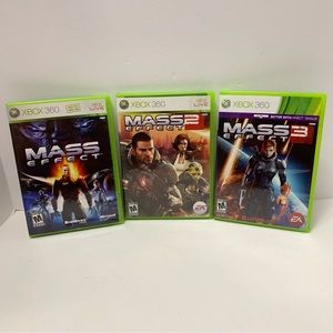 XBOX 360 Mass Effect 1, 2, and 3 video games lot